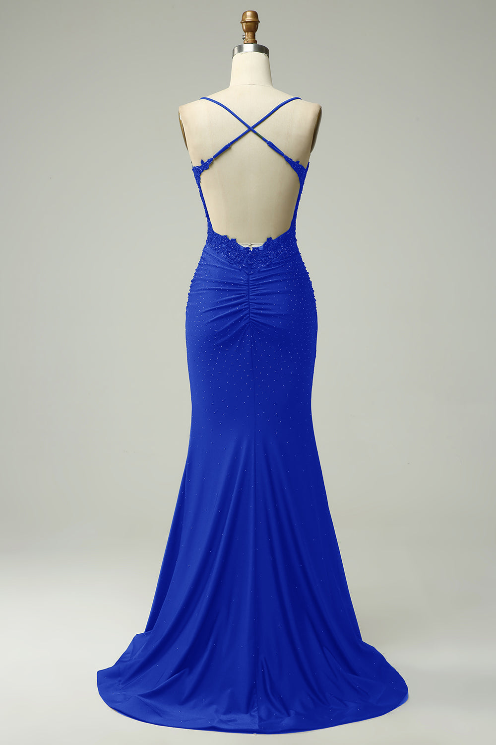 Mørkegrønn Havfrue Halter Lang Ballkjole med Appliques Beading