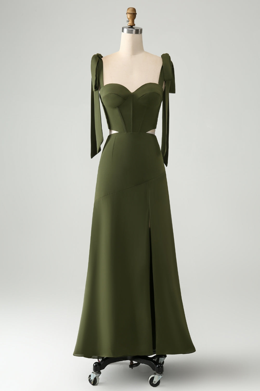 Olive A Line Spaghetti stropper gulvlengde brudepike med Slit