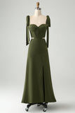Olive A Line Spaghetti stropper gulvlengde brudepike med Slit