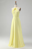 Gul A Line Halter Cut Out Long brudepike kjole med blomst