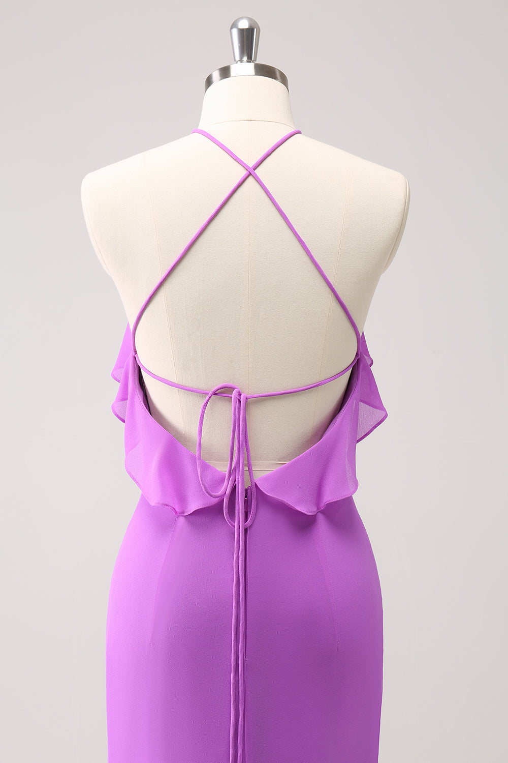 Tahiti Havfrue Grime Ruffle Chiffon Lang Brudepike Kjole