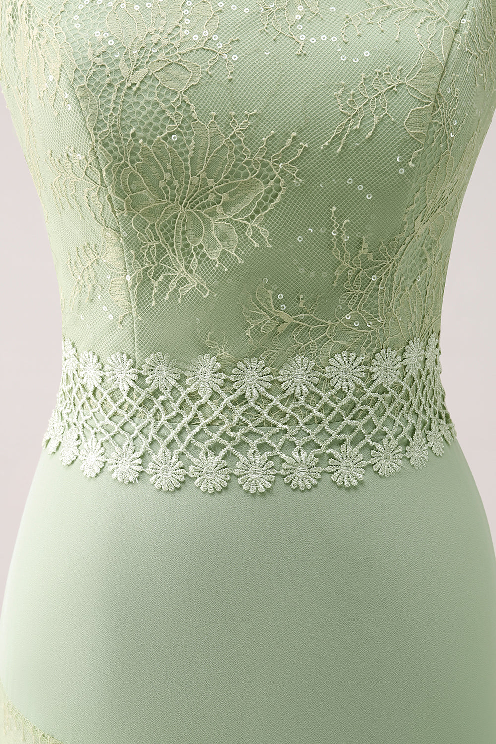 Grønn Floral Rufffled Chiffon Brudepike Kjole med Blonder