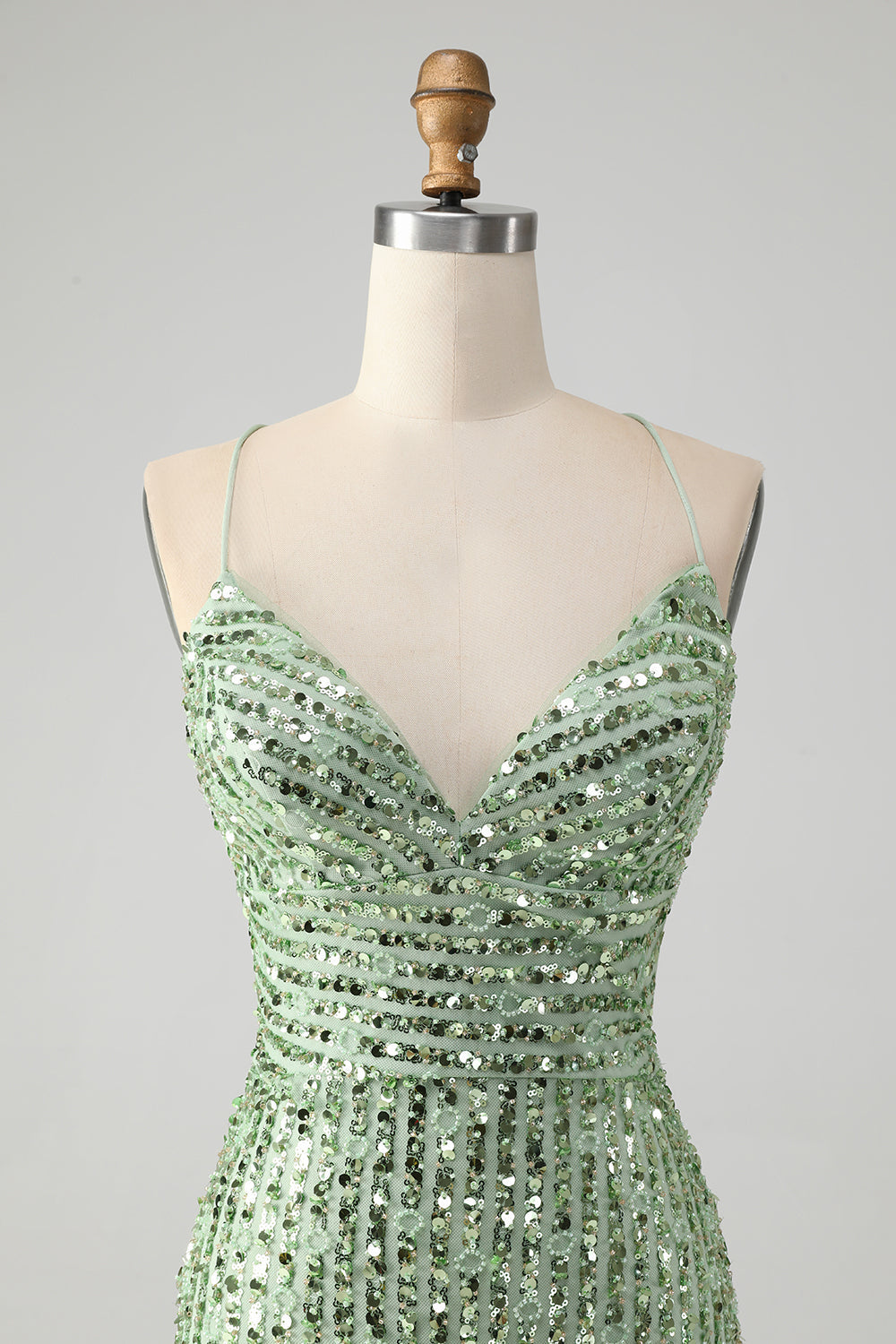 Sparkly Green Bodycon paljetter snører opp kort hjemkomstkjole