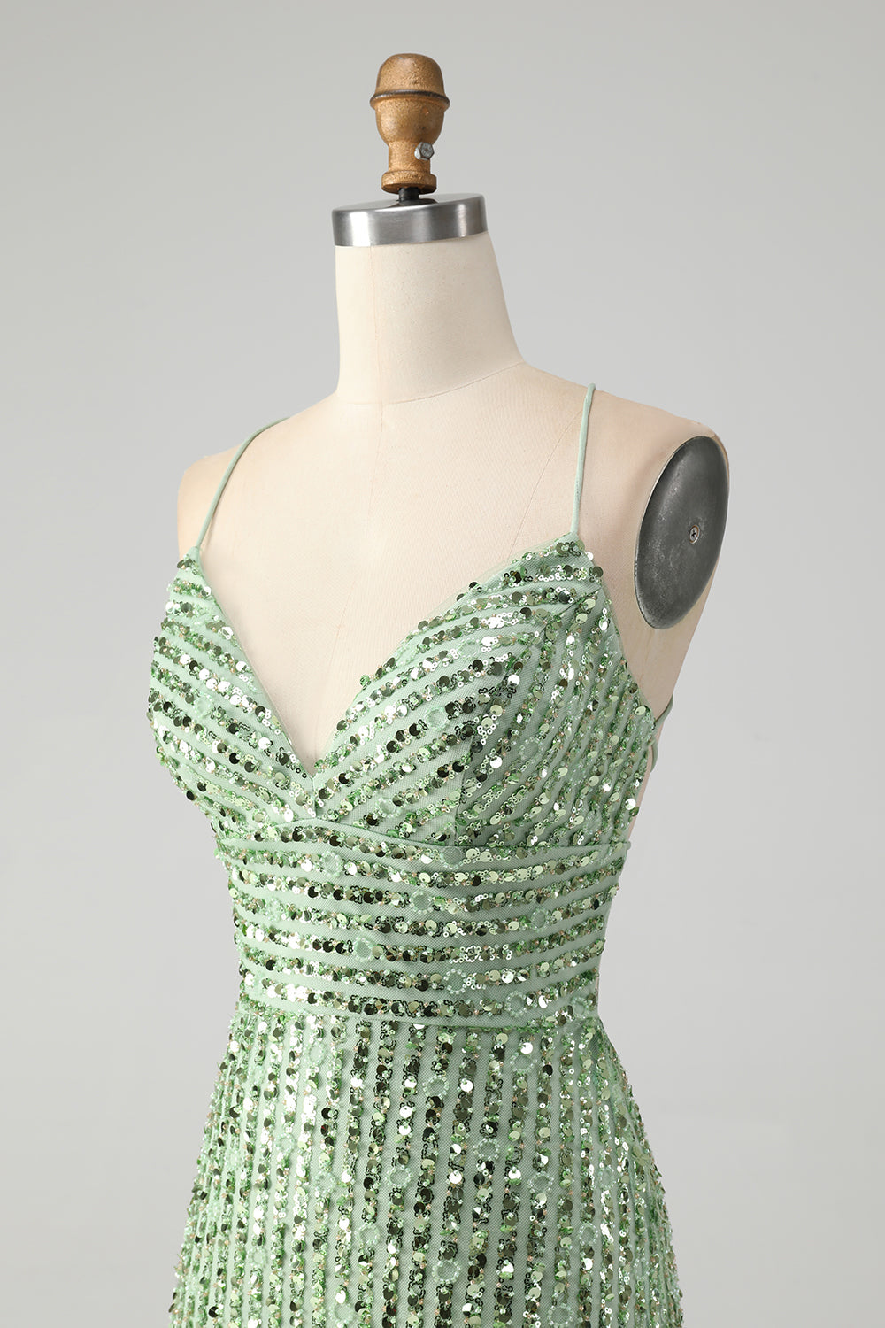 Sparkly Green Bodycon paljetter snører opp kort hjemkomstkjole