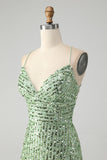 Sparkly Green Bodycon paljetter snører opp kort hjemkomstkjole