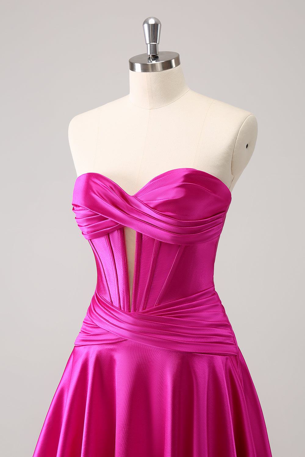 Fuchsia A-Line Sweetheart Korsett Kort Homecoming kjole