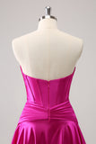 Fuchsia A-Line Sweetheart Korsett Kort Homecoming kjole