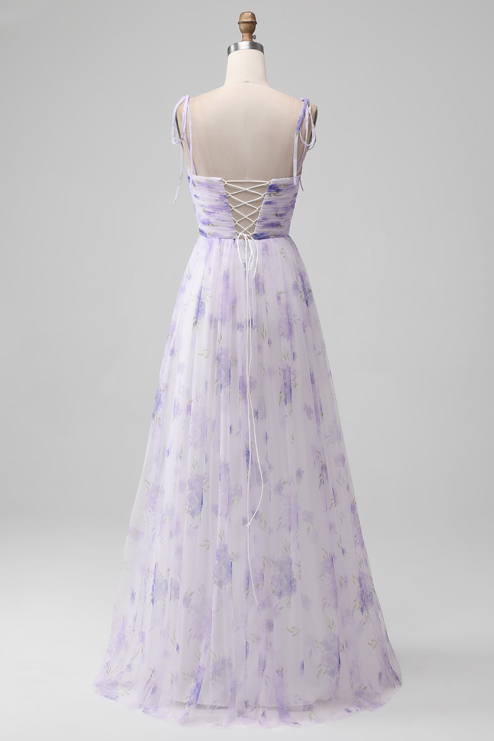 Lavendel Flower A Line Spaghetti stropper Long brudepike kjole med Slit