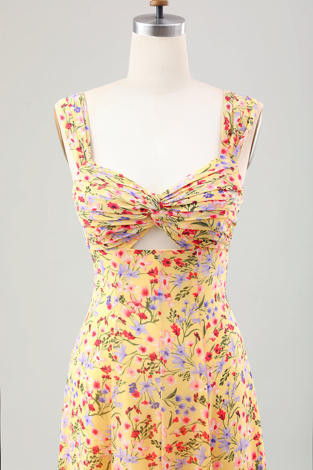 Gul blomst A Line Korsett Bryllup Guest Dress