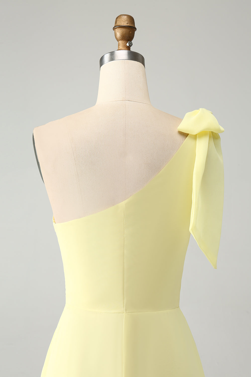 A Line One Shoulder Yellow Long Wedding Guest Dress med Slit