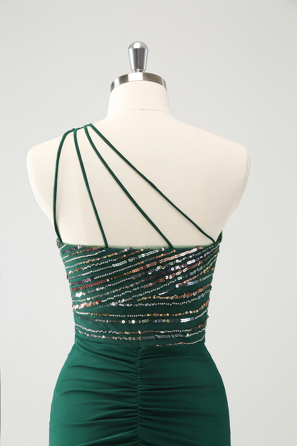 Glitter Mørkegrønn Stram En skulder Cut-Out Homecoming Dress