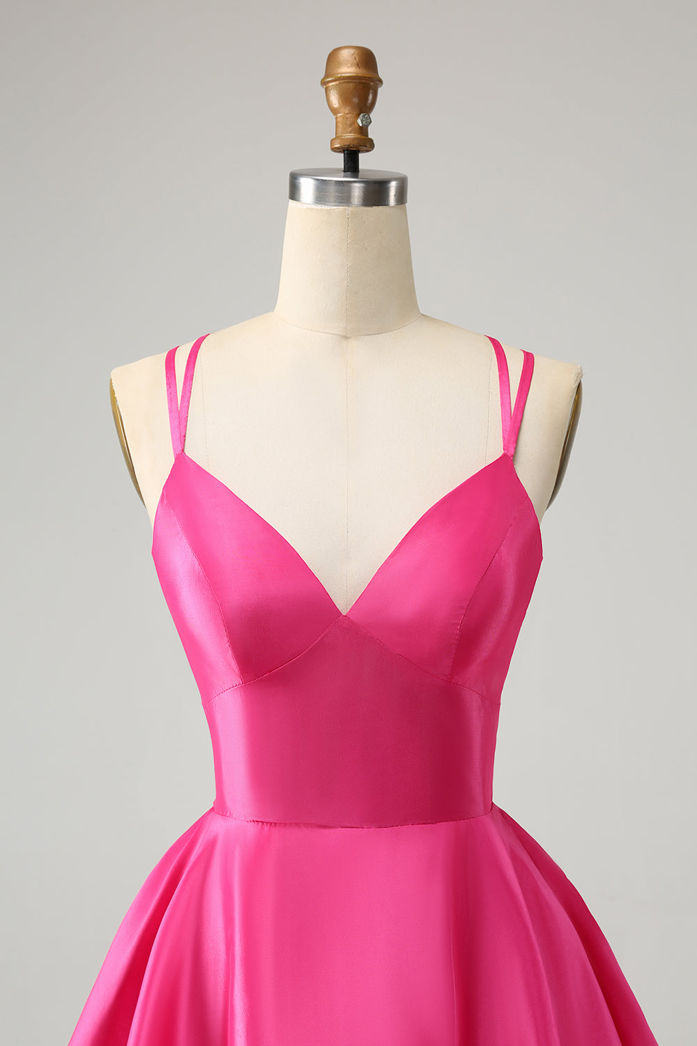Fuchsia A Line Spaghetti stropper Ryggløs Kort søt Homecoming Dress