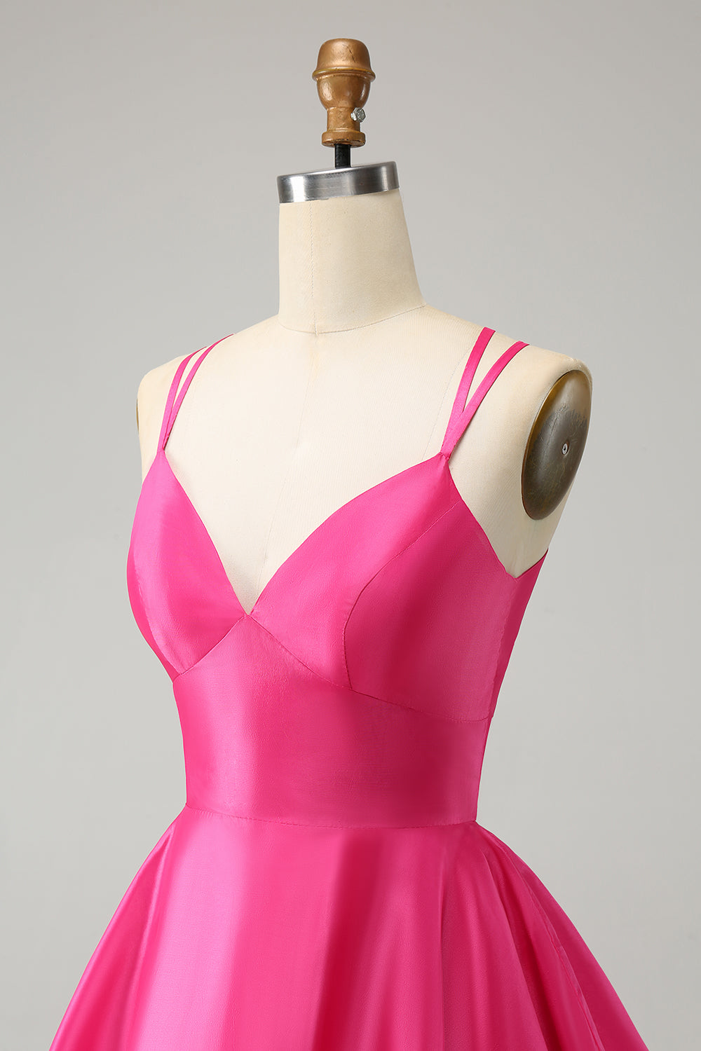 Fuchsia A Line Spaghetti stropper Ryggløs Kort søt Homecoming Dress