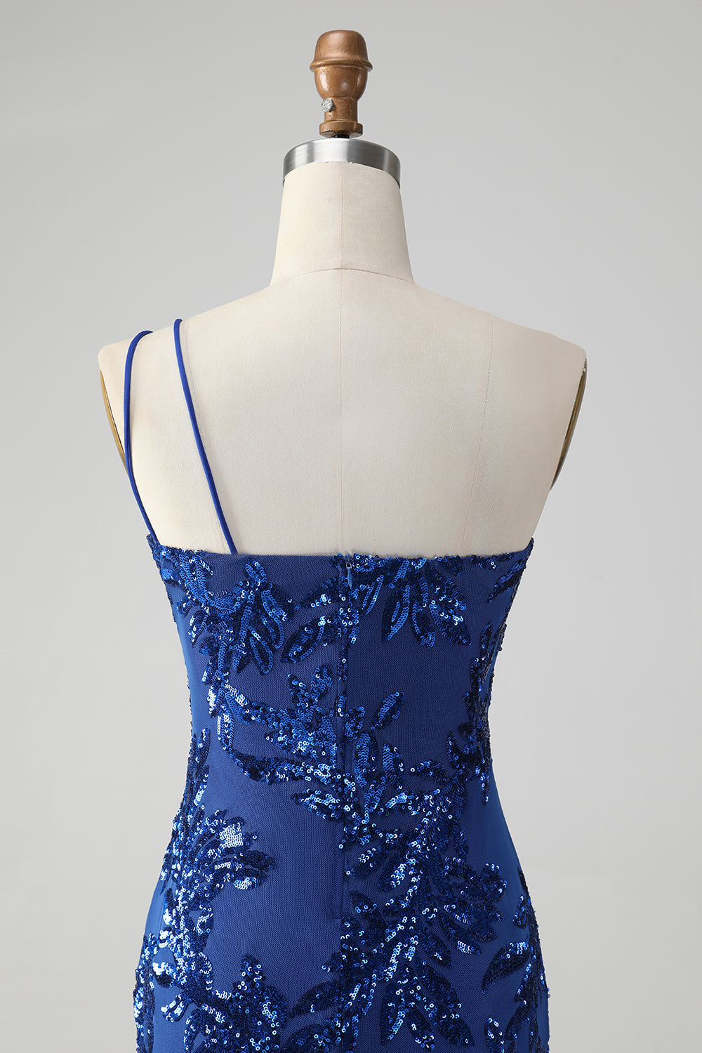 Sparkly Bodycon Royal Blue One Shoulder Sequins Homecoming kjole med broderi