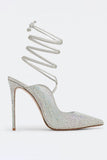 Sparkly Silver Beaded Stiletto høye hæler