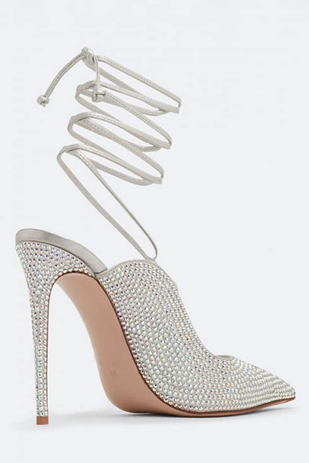 Sparkly Silver Beaded Stiletto høye hæler