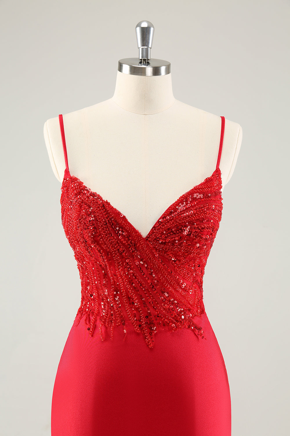 Sparkly Red Bodycon Spaghetti stropper Homecoming kjole med paljetter