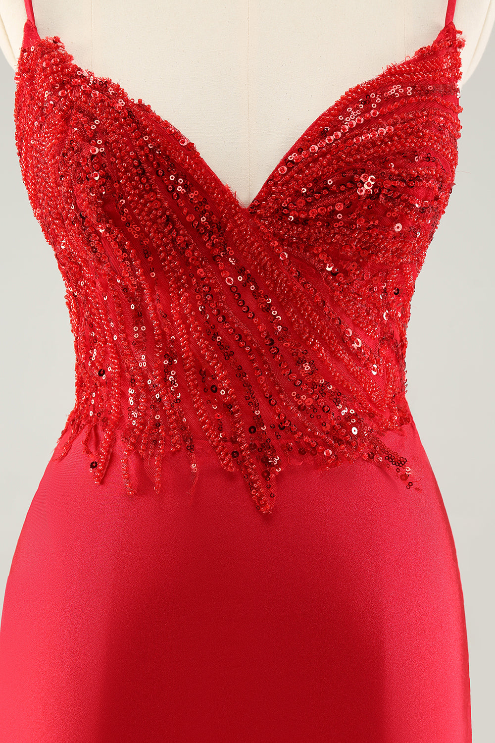 Sparkly Red Bodycon Spaghetti stropper Homecoming kjole med paljetter