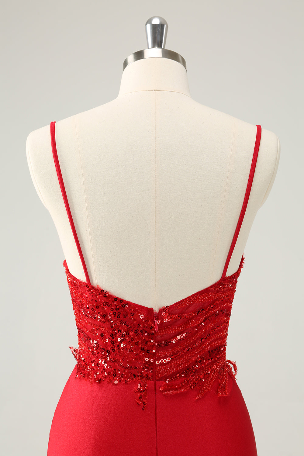 Sparkly Red Bodycon Spaghetti stropper Homecoming kjole med paljetter