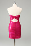 Fuchsia Bodycon Sweetheart Nøkkelhullet Kort Homecoming Dress