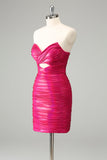 Fuchsia Bodycon Sweetheart Nøkkelhullet Kort Homecoming Dress