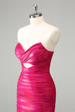 Fuchsia Bodycon Sweetheart Nøkkelhullet Kort Homecoming Dress