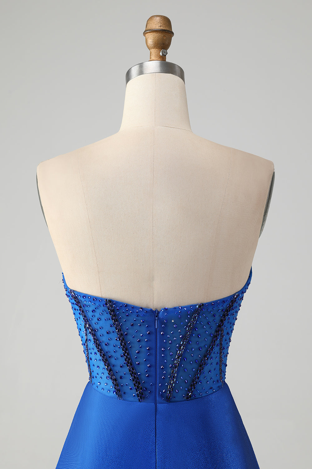 Sparkly Royal Blue Tight Strapless Short Homecoming Dress med perler