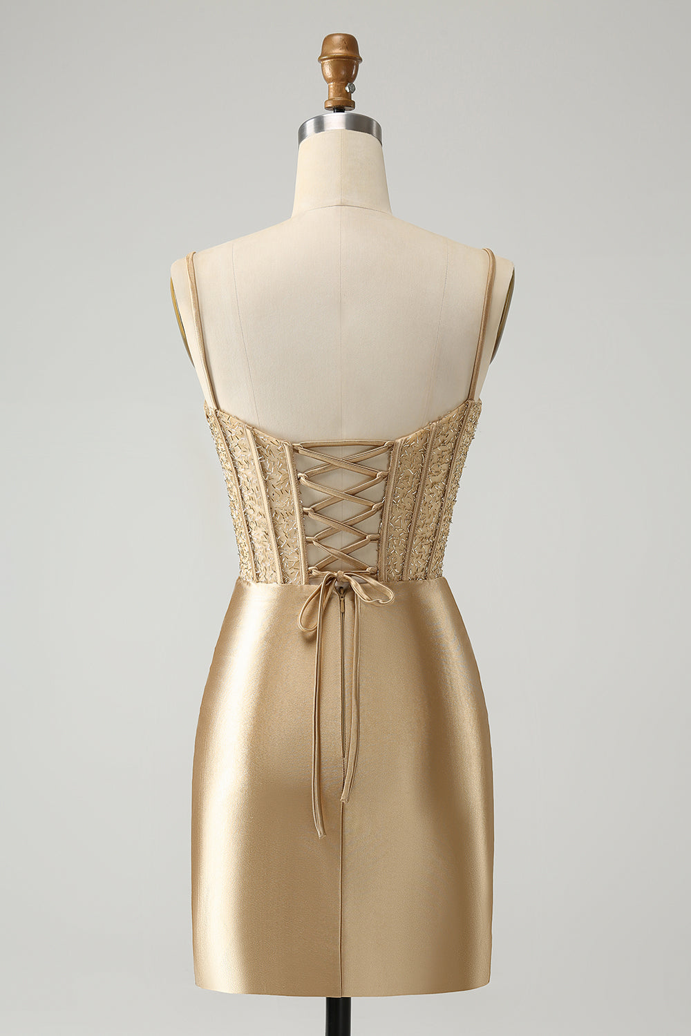 Lysegrønn Spaghetti stropper Bodycon Korsett Satin Homecoming kjole med Slit