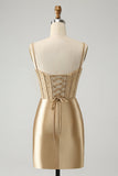 Lysegrønn Spaghetti stropper Bodycon Korsett Satin Homecoming kjole med Slit