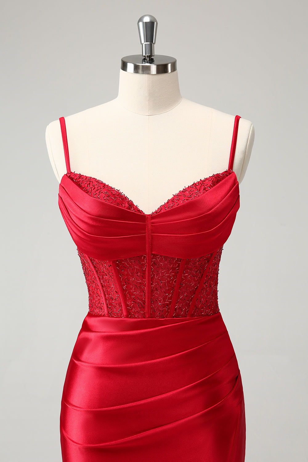 Lysegrønn Spaghetti stropper Bodycon Korsett Satin Homecoming kjole med Slit