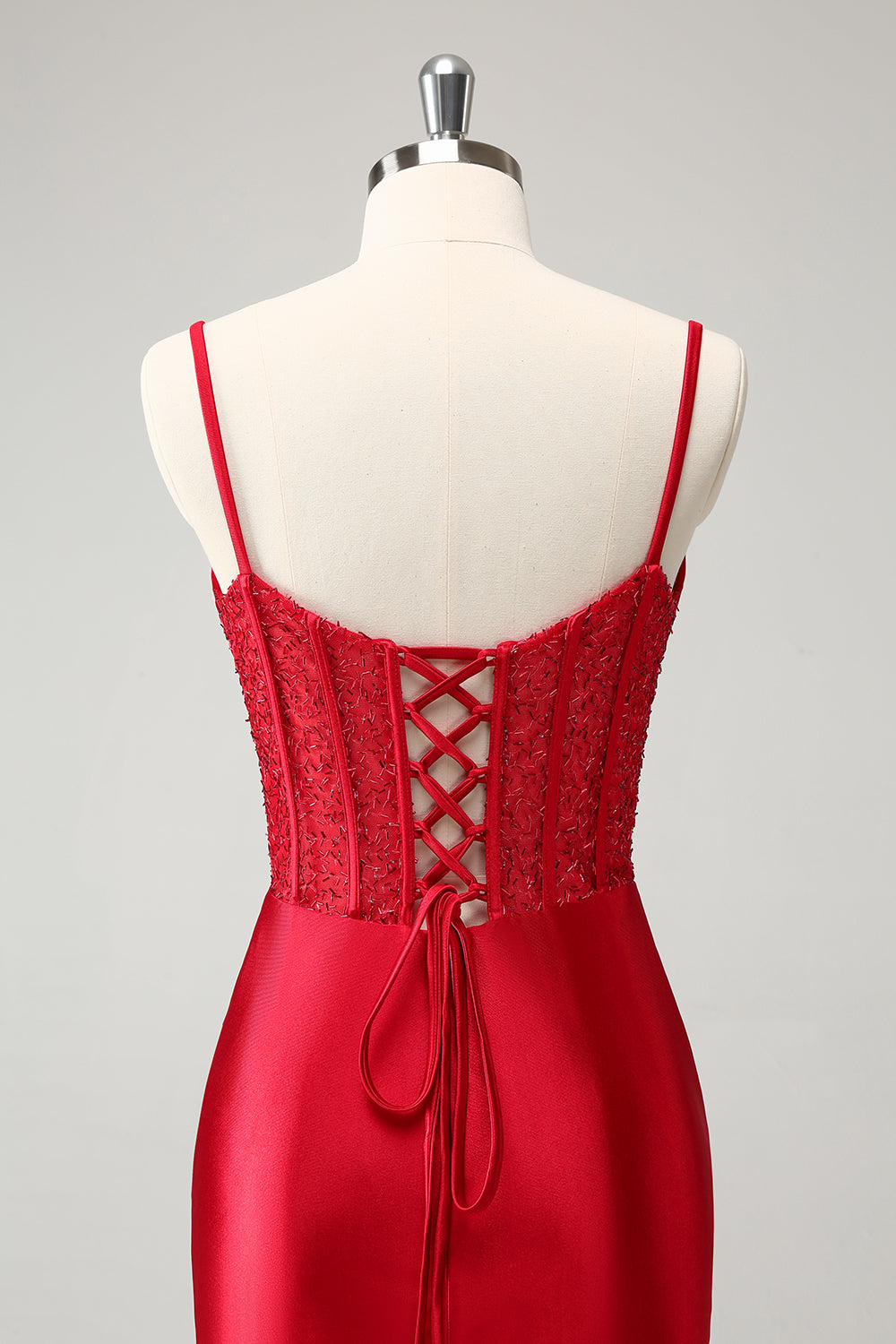 Lysegrønn Spaghetti stropper Bodycon Korsett Satin Homecoming kjole med Slit