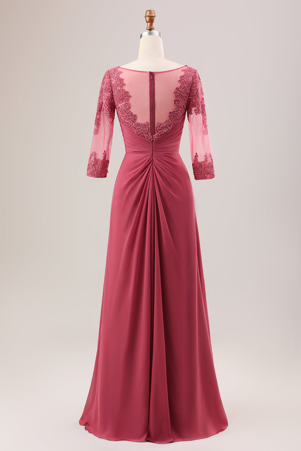 Terracotta A Line Scoop Neck Chiffon Mother of Bride Kjole med Appliques
