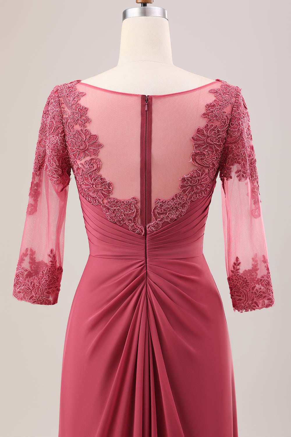 Terracotta A Line Scoop Neck Chiffon Mother of Bride Kjole med Appliques