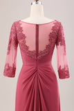 Terracotta A Line Scoop Neck Chiffon Mother of Bride Kjole med Appliques