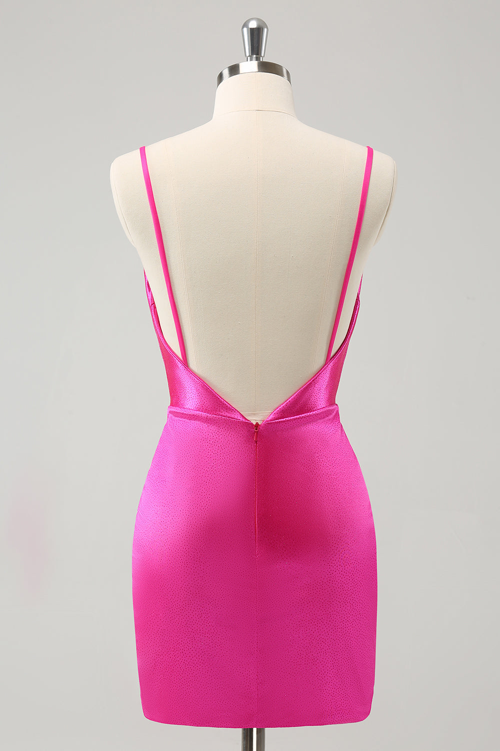 Enkel Fuchsia Cowl Neck Ryggløs Stram Kort Homecoming Kjole