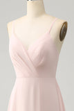 Rosa A Line V Neck Chiffon Long brudepike kjole med Slit