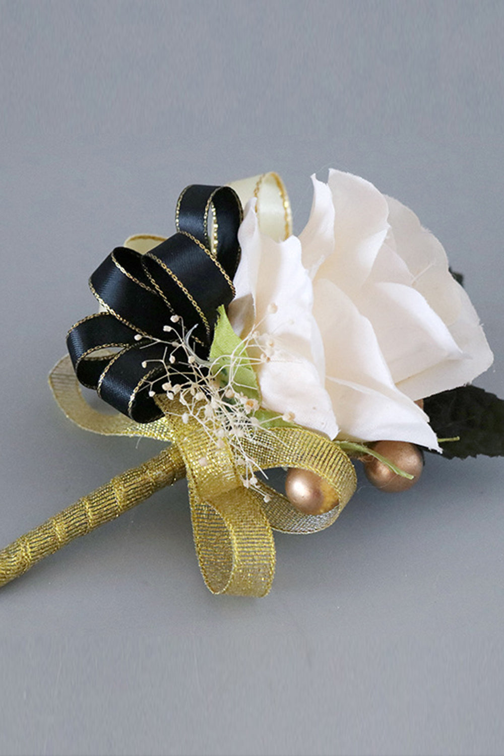 Luksus svart hvit Homecoming Wrist Corsage og Boutonniere sett for menn