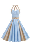 A Line Blue Halter Vintage 1950-tallskjole