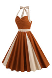 A Line Blue Halter Vintage 1950-tallskjole
