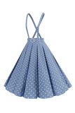 Aprikos Polka prikker En linje stropper Overall Vintage Dress