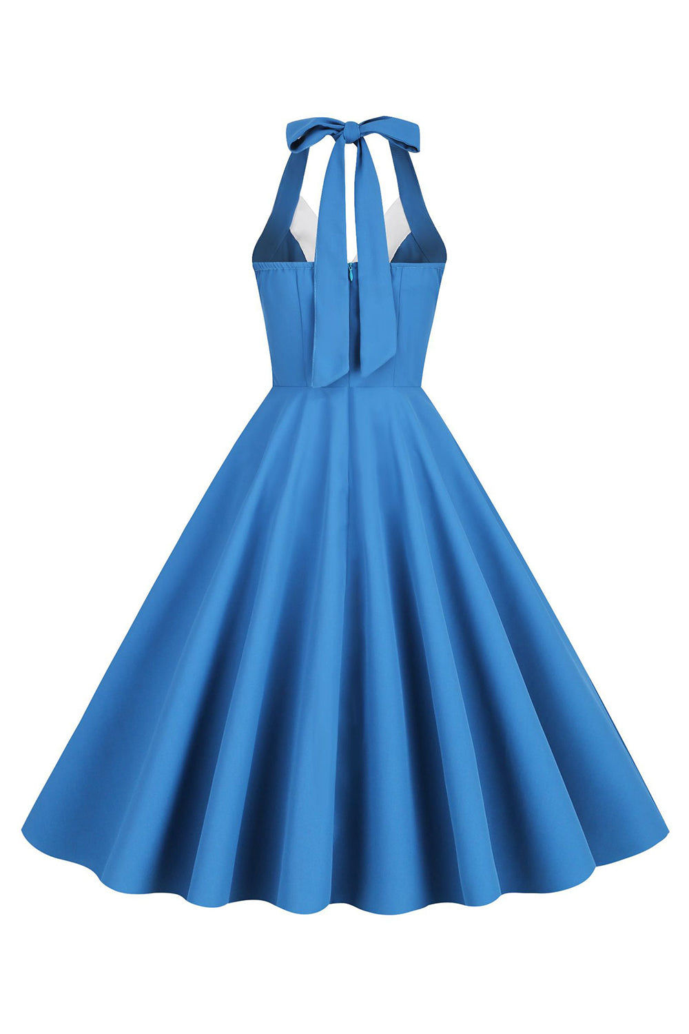 Halter Gul A-linje plissert vintage kjole