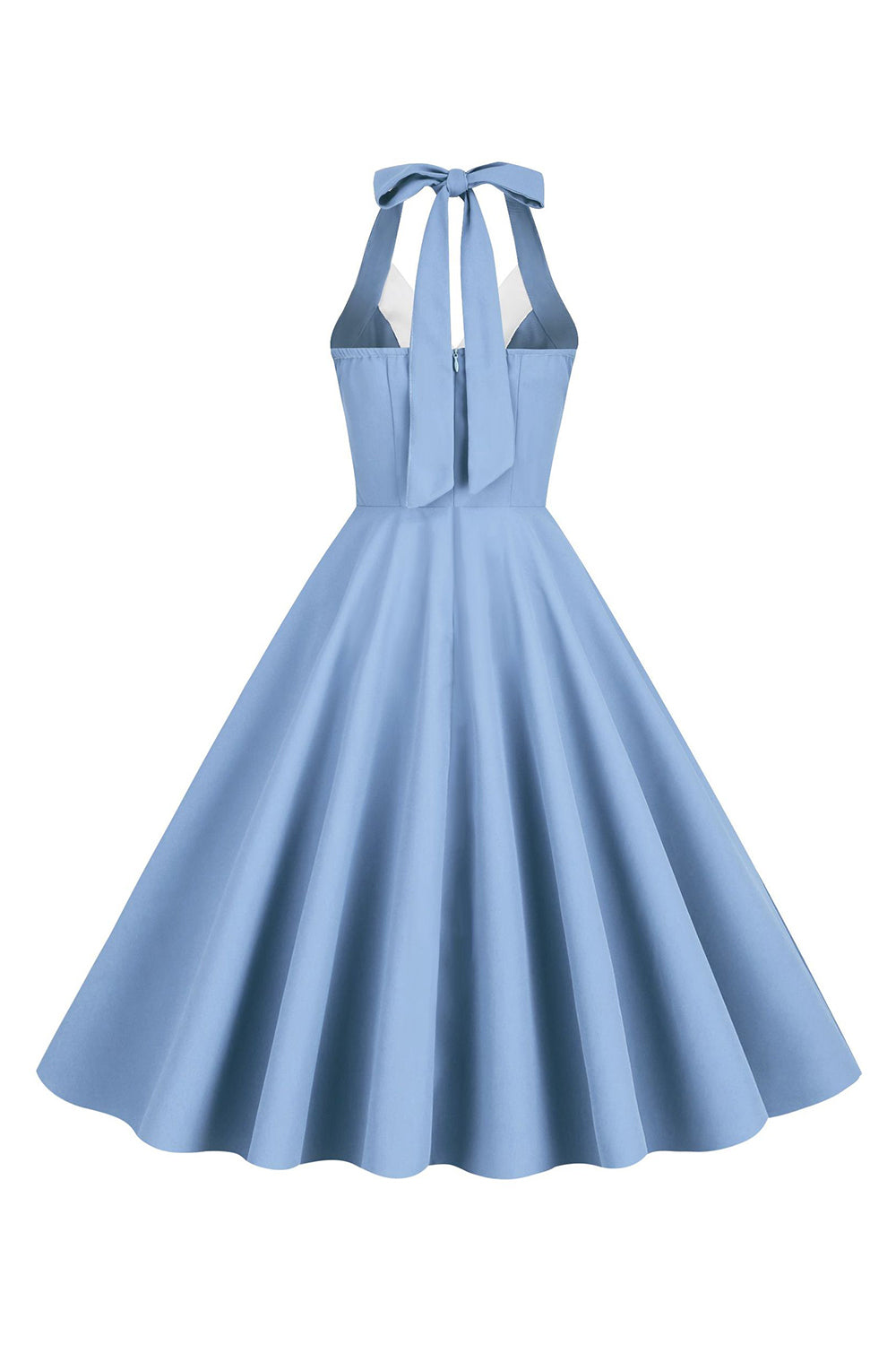 Halter Gul A-linje plissert vintage kjole