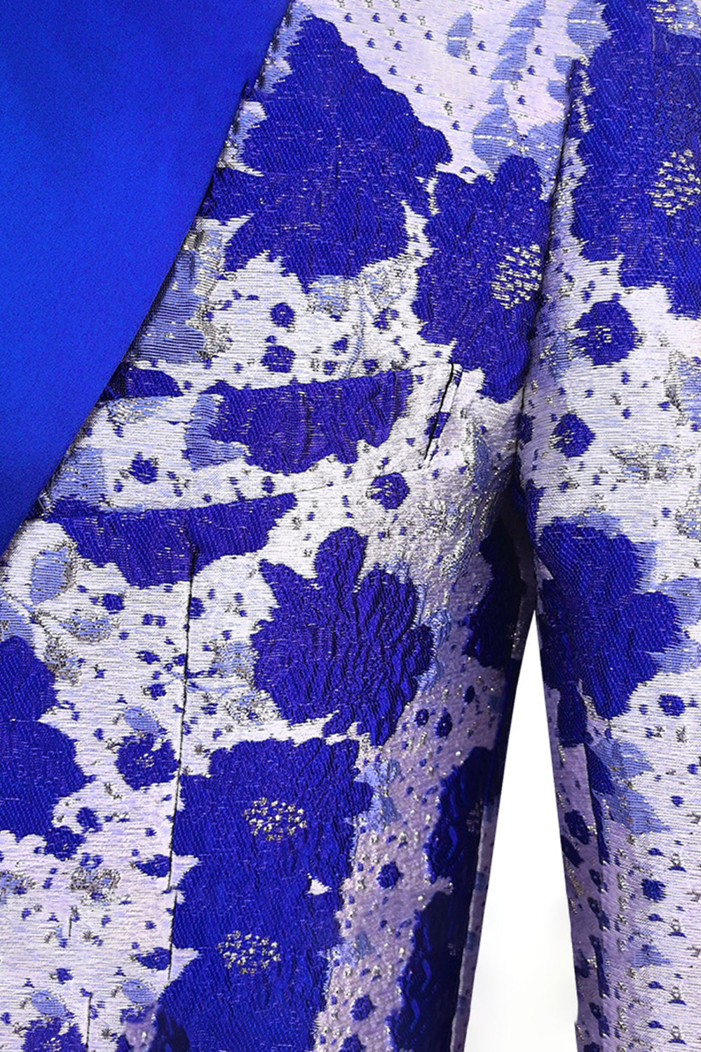 Royal Blue Shawl Lapel Jacquard Prom Blazer for menn