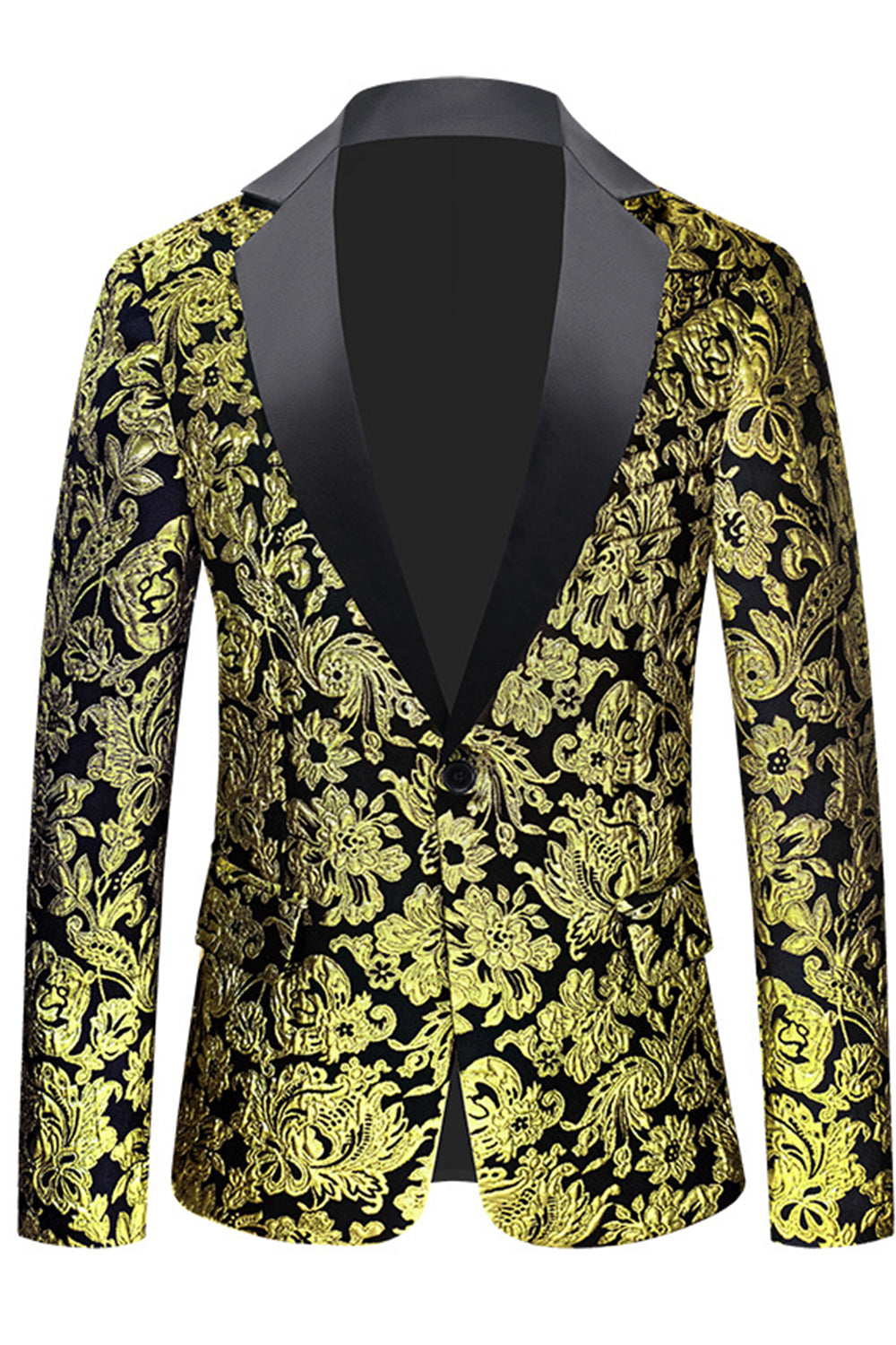 Golden Notched Lapel Jacquard menn Blazer