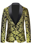 Golden Notched Lapel Jacquard menn Blazer