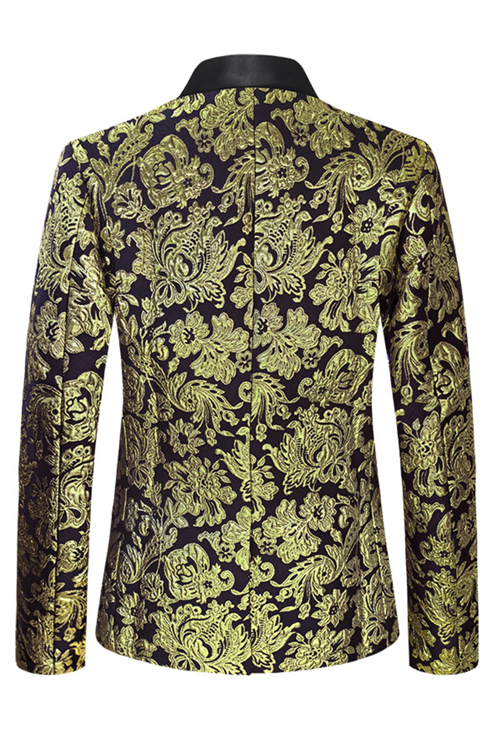 Golden Notched Lapel Jacquard menn Blazer