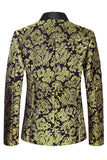 Golden Notched Lapel Jacquard menn Blazer