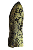 Golden Notched Lapel Jacquard menn Blazer