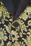 Golden Notched Lapel Jacquard menn Blazer