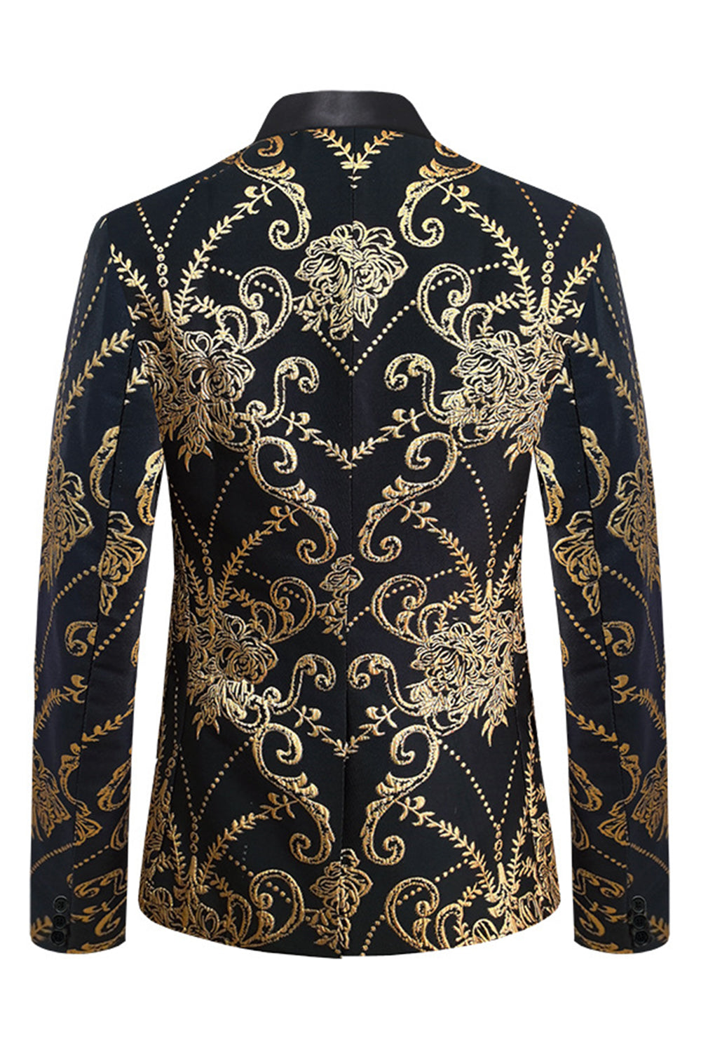 Black Golden Notched Lapel Jacquard menn Blazer